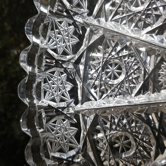 Czech Queen Lace Cut Crystal 6.25" x 1" Plate - Picture 4 of 8